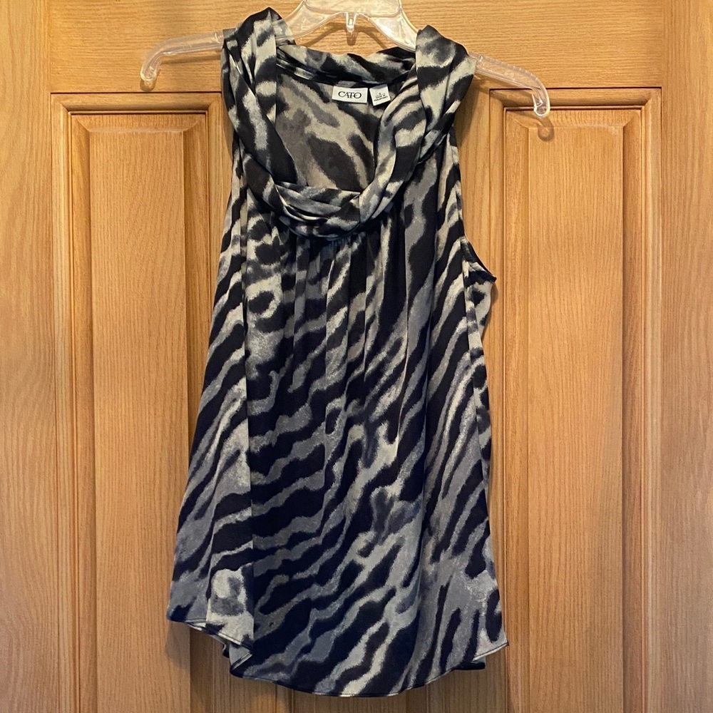 Cato Zebra Print Tank Top - Black and Gray